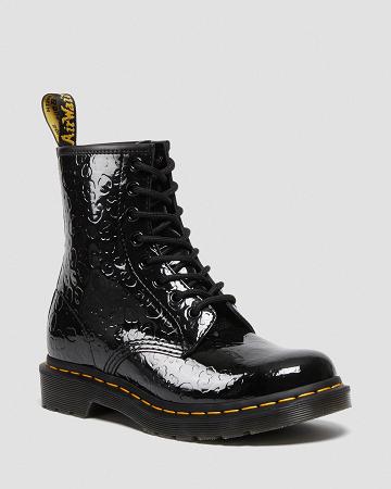 Dr Martens 1460 Leopard Emboss Lak Læder Ankelstøvler Dame Sort Leopard | DK 13MQZ